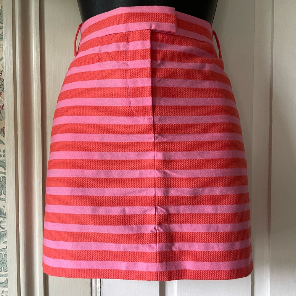 J CREW Pink and Coral/orange horizontal striped skirt